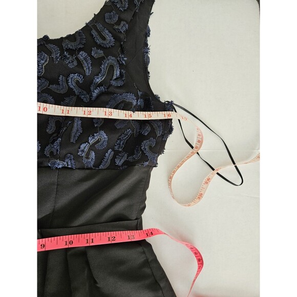 Taylor Black And Cobalt Cocktail Dress Size 2 Pockets And Belt - Picture 12 of 12
